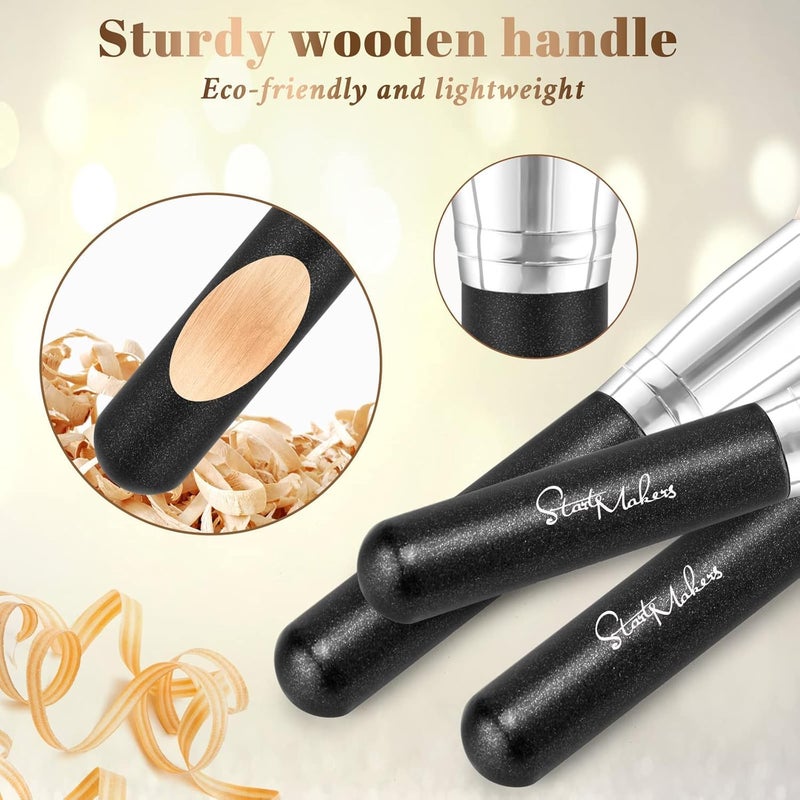 start makers Flat Top Kabuki Foundation Brush, Makeup Brushes Foundation Brush for Liquid Makeup Blending Mineral Cream Powder Buffing Stippling Flawless Face Brush (Black) - Image 4